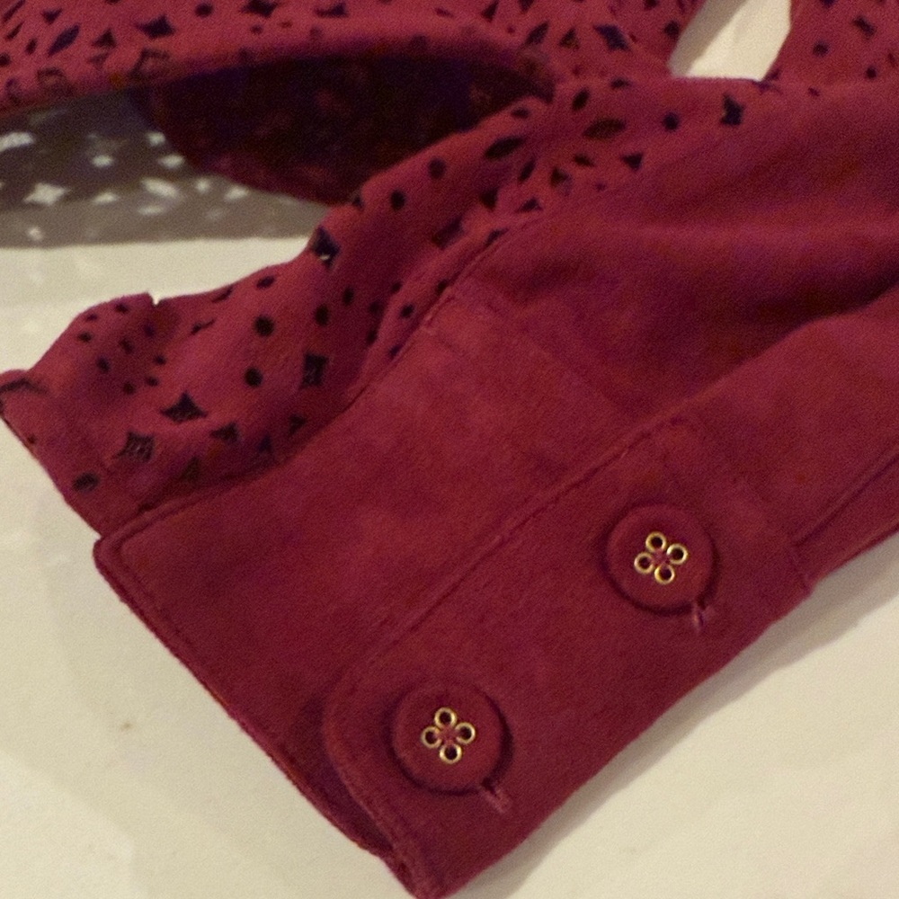In Earnest Burgundy by Byron Lars Button Down Shirt with Cutout Accents - Picture 14 of 15